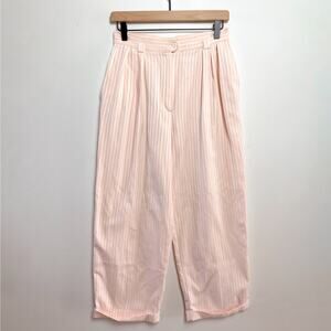 Vintage 80s 90s High Waist Trousers Pleated Pants Striped Preppy Coastal Grandma